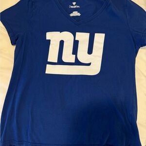 Women’s Fanatics NY Giants Blue V-Neck T-Shirt with White Logo Barkley
